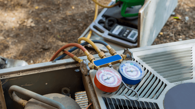 A repair is being made on an HVAC system.