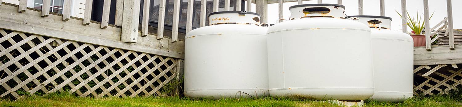 Propane Cylinders in a house garden