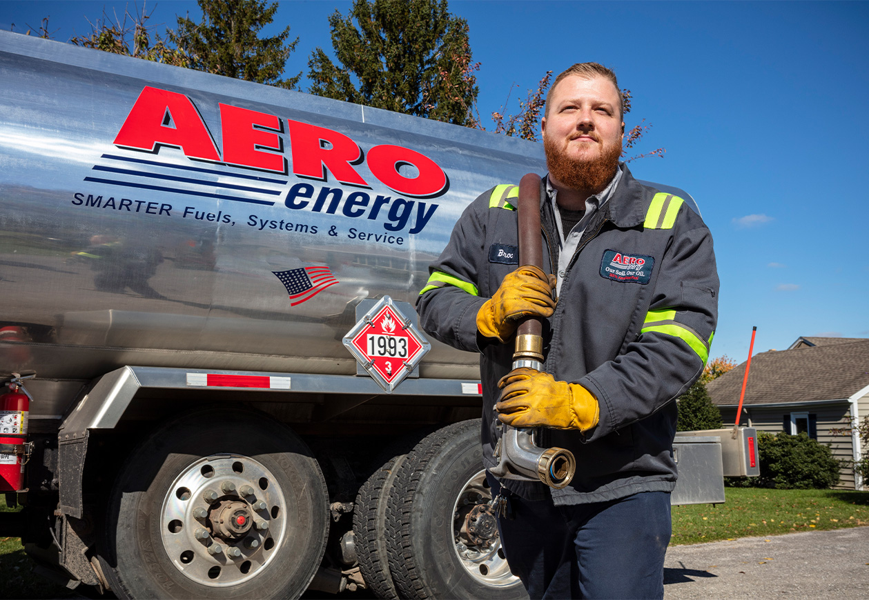 Aero Energy fuel driver makes a delivery.