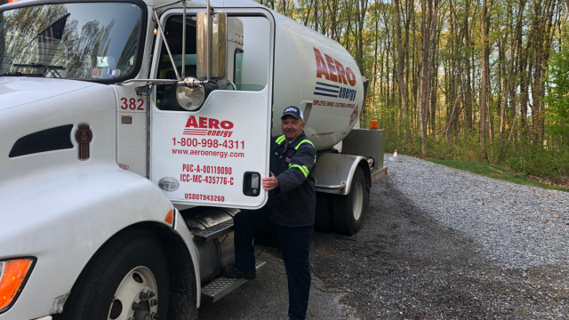 An Aero Energy driver makes a delivery.