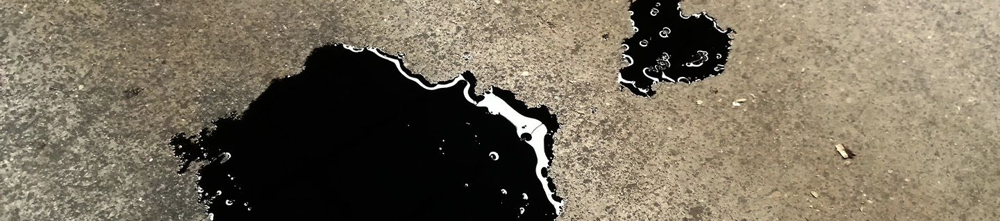 Oil leak on the ground.