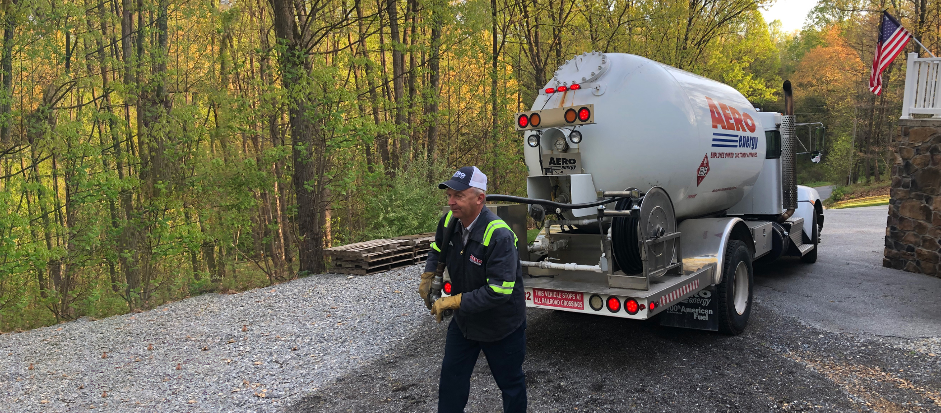 Aero Energy driver makes a propane delivery.