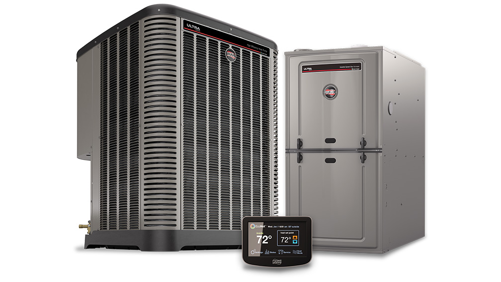 Ruud heat pump is featured in the photo.