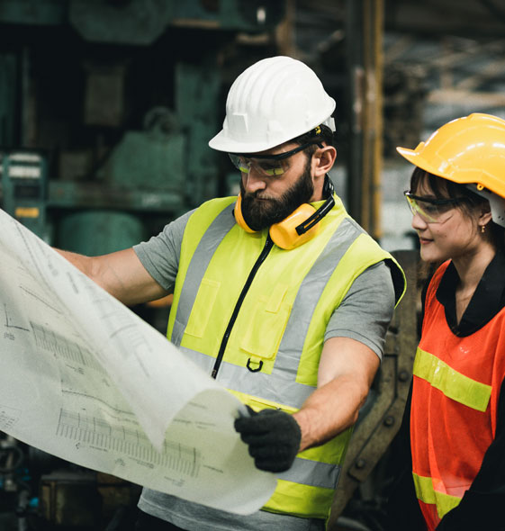 Engineers inspecting industry