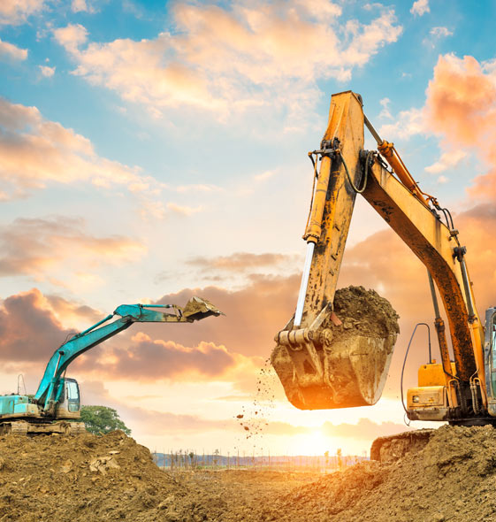 excavator in construction site